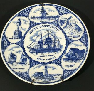 Mystic Connecticut Blue Seaport Japan Souvenir Plate 9 1/4 " John Conrad - Morgan