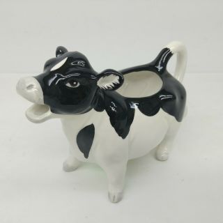 Vintage Otagiri Black & White Cow Creamer Milk Porcelain