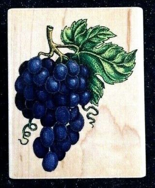 Vintage Rubber Stamp " Bunch Of Grapes " By Rubber Stampede 3 1/2 X 2 3/4