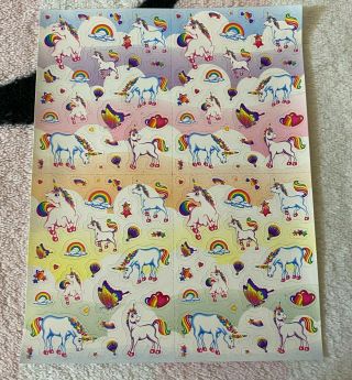 Vintage Lisa Frank Markie Unicorn Minis Rainbows Butterflies Sticker Sheet S669