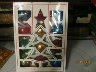 Vintage Holly Christmas Glass Ornaments Balls - 12 Ornaments 1 3/4 " Diameter