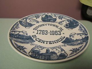 Sumneytown Pa Commemorative Bi - Centennial Plate 1963