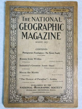 Vintage National Geographic August 1917 - - Russia Within W/foldout Bears