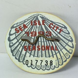 1993 Sea Isle City Nj Jersey Season Beach Tag Badge Clam Shell Design