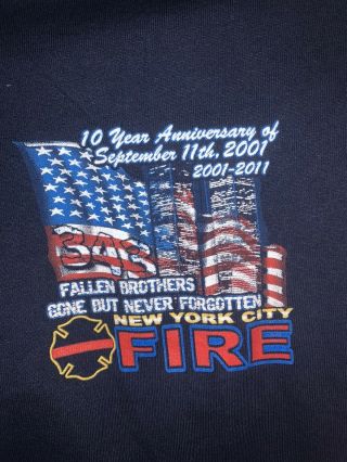 York City Fire 9/11 Never Forget 10 Year Anniversary T - Shirt Size Medium 2