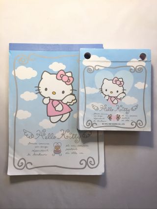 Vintage 1998 Sanrio Hello Kitty Blue Angel Memo Pads Notepad Set Made In Japan