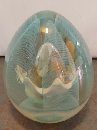 Vintage Hand Blown Studio Art Glass Paperweight Artist Signed 4 1/2 Inches