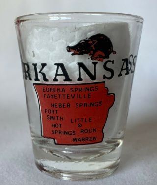 Vintage Arkansas Razorback Souvenir Shot Glass | Eureka Springs,  Little Rock
