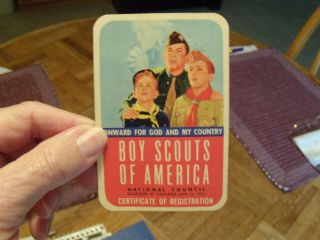 Vintage 1960 Bsa Boy Scouts Of America Certificate Of Registration Card