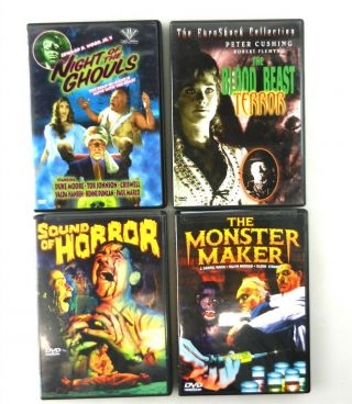 4 Vtg Horror Thriller Dvd Movies Monster Maker Blood Beast Night Of Ghouls T64f