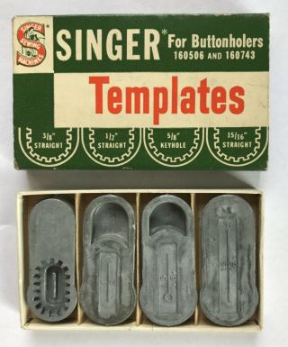 Vintage Singer 4 Buttonhole Templates 160506 160743 For Buttonholer Attachment