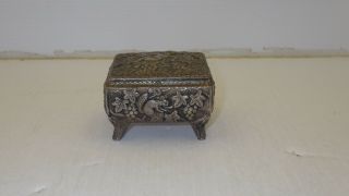 Vintage Metal Pedistal Jewelry/trinket Box,  Red Lining,  Made In Japan