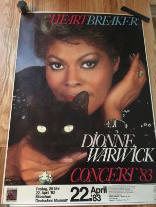 Vintage 1983 German Dionne Warwick Concert Poster Music