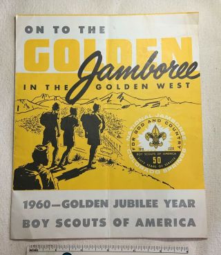 VTG 1960 GOLDEN NATIONAL JAMBOREE Boy Scout Souvenir POSTER BSA Colorado Springs 2