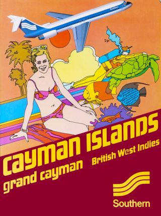 Grand Cayman Islands Caribbean West Indies Vintage Travel Advertisement Poster