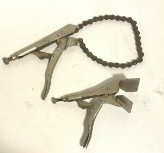 2 Vintage Usa Vise Grips 8r Sheet Metal & 20r Chain Clamps Pair