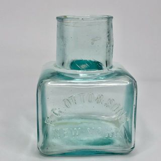 F.  G.  Otto & Sons York Embossed Glass Bottle Jar - Vintage 4.  25 " Tall