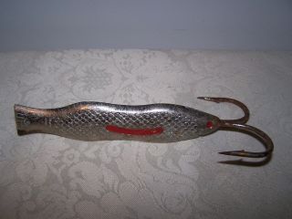Vintage Norway Saltwater Cod Fishing Lead Lure With Built In Double Hook