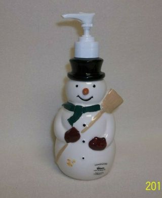 Vintage Snowman Lotion /liquid Soap Pump Dispenser - Hand Painted 8 1/2 " - Usa