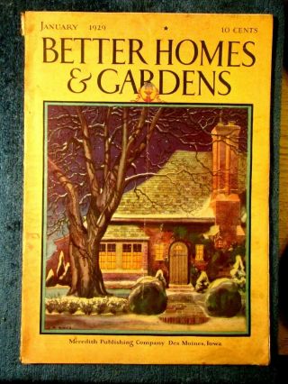 Vintage Better Homes And Gardens Jan 1929 J M Rose Cover Art,  Mohawk Rug Ad