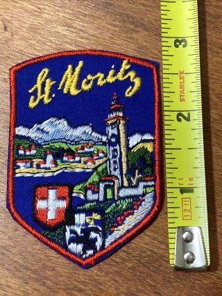 7 Vtg St.  Moritz Ski Patch Switzerland Souvenir Travel Badge Skiing