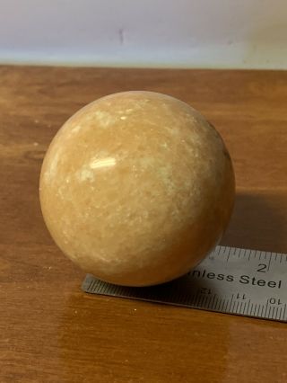 Vtg Solid Polished Marble Granite Stone 2” Round Sphere Orb Ball Cream Tan Beige