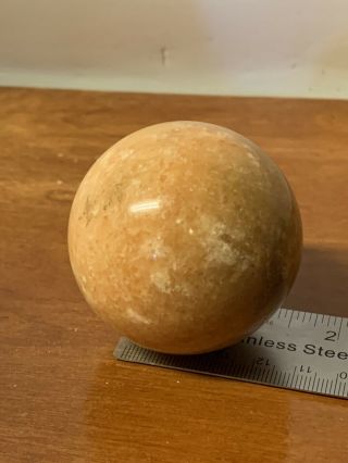 Vtg SOLID Polished Marble Granite Stone 2” Round Sphere Orb Ball Cream Tan Beige 3