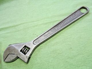Vintage Crescent Crestoloy 12 " Adjustable Wrench - Made In U.  S.  A.  - Forged Steel