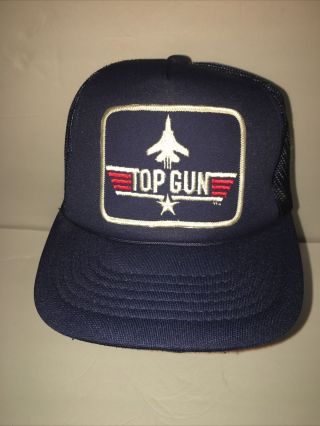 Vtg Moja 1986 Top Gun Movie Patch Snapback Hat Cap Jet Plane Paramount Pictures