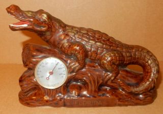 Vintage Ceramic Florida Alligator Thermometer