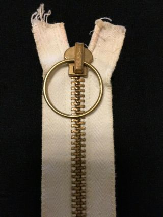 Vintage 19” Heavyweight Brass Zipper With A Circle Pull