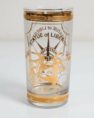Vintage Culver 22k Gold Statue Of Liberty Cocktail Glass Tumbler York