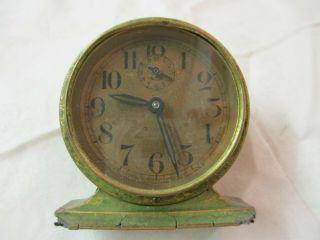 Vintage 1927 Westclox Baby Ben Alarm Clock Green Gold Crackle Model 4a Runs