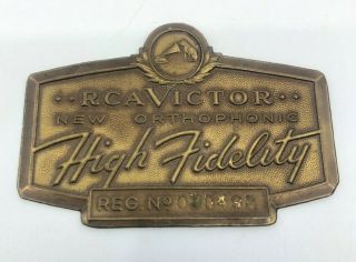 Vintage Rca Victor Orthophonic High Fidelity Record Player Label Badge