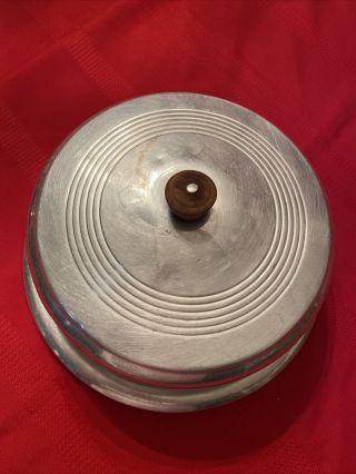 Vintage Aluminum Cake Saver Plate And Cover With Wooden Handle. 2