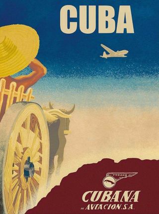Cuba Cuban Cubana Aviacion Vintage Travel Airlines Advertisement Poster Print