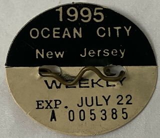 Vintage 1995 Ocean City Nj Weekly Beach Tag 90 