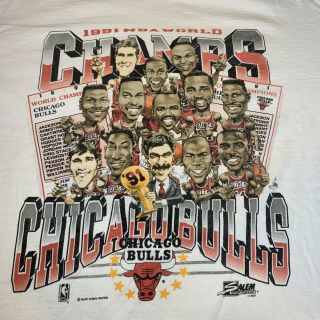 Vintage 1991 Nba World Champion Chicago Bulls Basketball XL Shirt Salem Sports 2