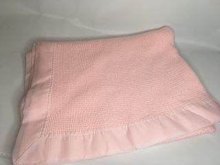 Vintage Baby Gordon Pink Thermal Waffle Weave Blanket Binding 36 