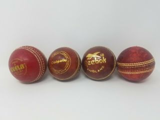 Vintage Red Cricket Balls 5.  5 Oz Leather Stitching Tugite Reebok Ceela Colgate