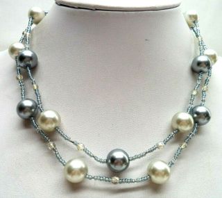Stunning Vintage Estate Signed 925 Pearl Bead 16 " Necklace 6494c