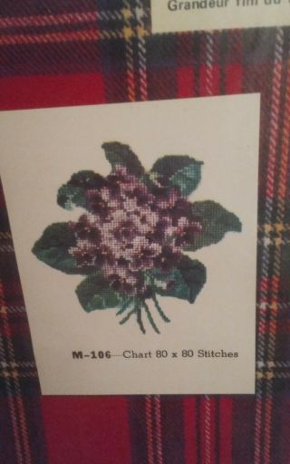 Vintage Jean Mcintosh Petit Point Kit Silk Mesh 3 Thread Violets 106 Opened