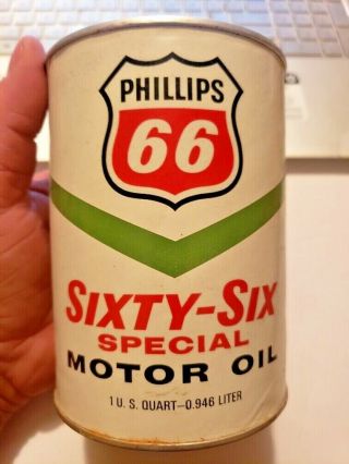 Vintage Phillips 66 Sixty - Six Special Motor Oil 1 Quart Can Empty