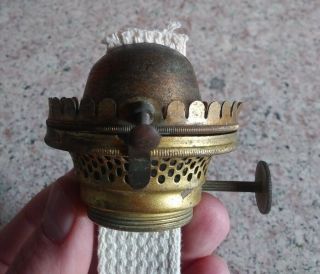 Vintage 19th C.  2 Miller Set Screw Oil Lamp Burner Look 2 1/8 " Lipped Chimney