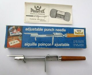 Vintage Phentex Adjustable Punch Needle Tool For Rugs & Murals W/box & Inst.