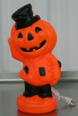 Vintage Empire Plastic Halloween Blow Mold Pumpkin Man Suit & Top Hat