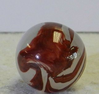 11654m Vintage Akro Agate Silver Oxblood Marble.  64 Inches