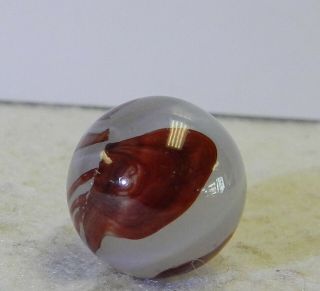 11654m Vintage Akro Agate Silver Oxblood Marble.  64 Inches 3