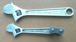 2 Vntg Blue Point/snap - On Adjustable Wrenches: 4 " & 6 "
