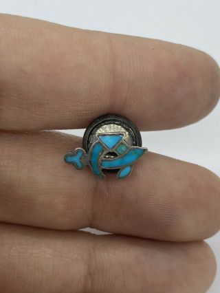 Vintage Daughters Of The Nile Sterling Silver Turquoise Tie Tack Pin - Shriners